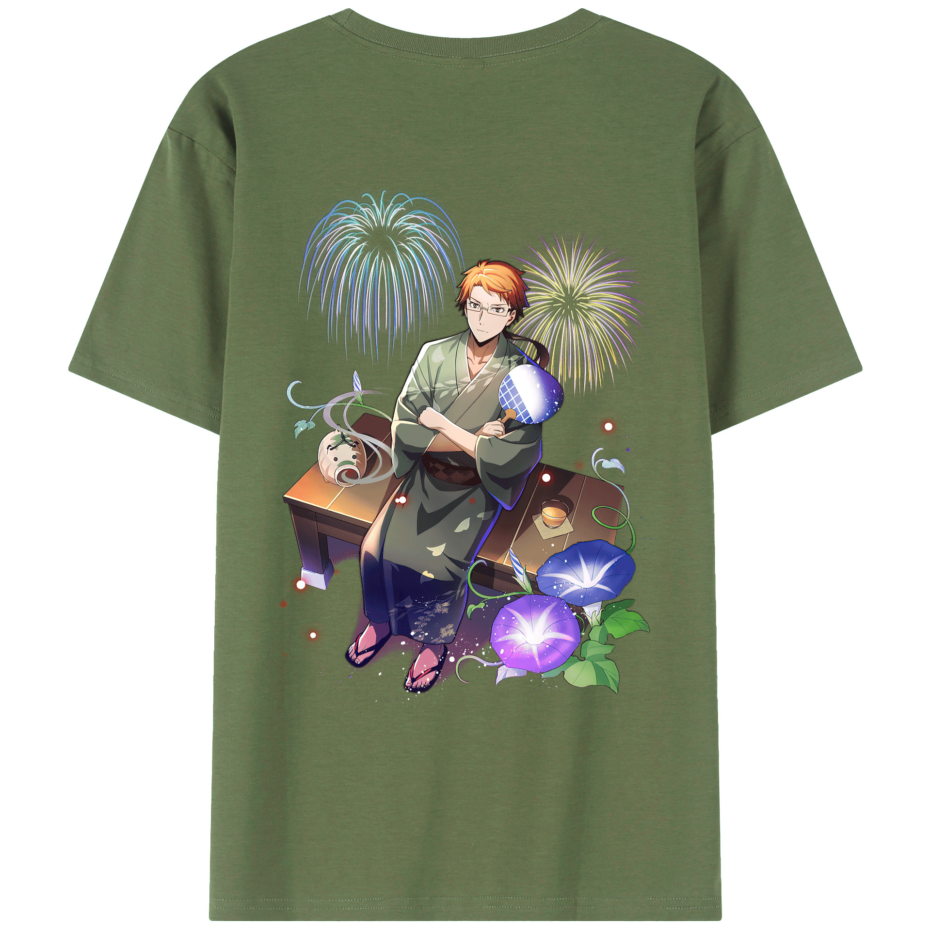 （画像用） 文豪ストレイドッグス Bungo Stray Dogs 綿100％ メンズ半袖Tシャツ（バックプリント） 通気性